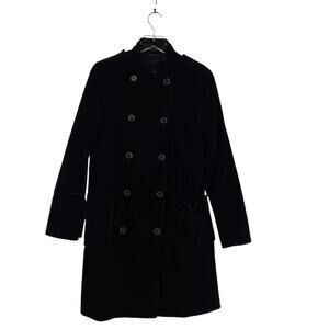 Theory Brown Velvet Dress Coat Womens Medium Double Breasted Mid Length Bohemian